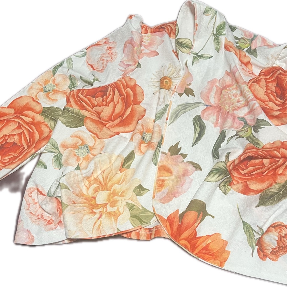 SHEIN Floral Blazer in Orange and Pink